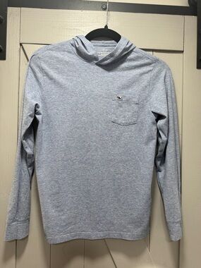 Vineyard Vines Heather Light Blue Long-Sleeve Hooded Pocket Tee